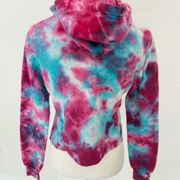 Aviator Nation Tie Dye Pink Blue Hoodie Pullover Sweatshirt Casual Activewear - Picture 3 of 7